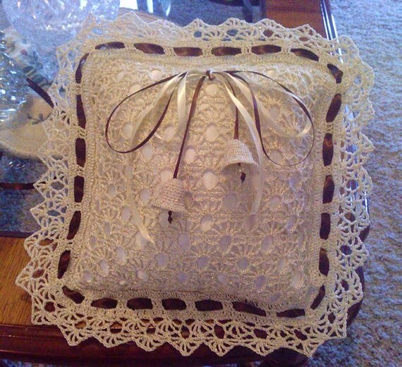Crochet Satin Ring Bearer's Pillow Made to Order
