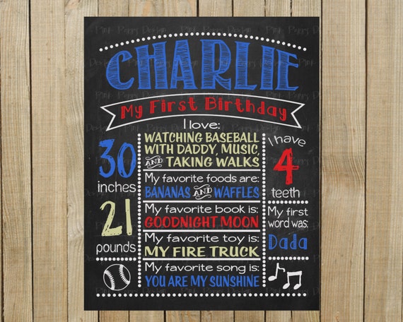 Custom Chalkboard Baseball Birthday Sign, Multiple Sizes Available, Printable, Custom Digital File