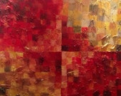 Contemporary, Red Art, Red and Yellow Abstract, Red Painting, Giclee on Canvas, Title: Square Biz