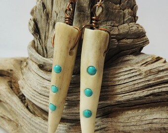 Antler and Turquoise Earrings C