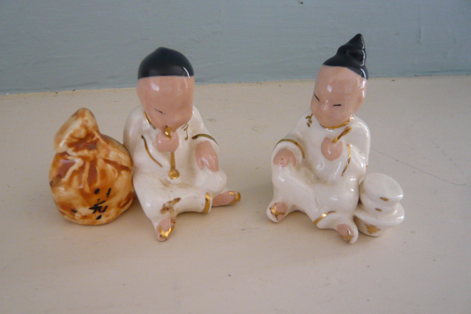 Vintage Asian Figurines Shelf Sitters by ManyAMoonsVintage on Etsy