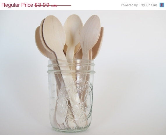 15% off - Set of 25 Disposable Wooden Spoons Il_570xn