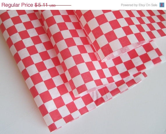 15% off - 50 Sheets of Red and White Checkered Deli Wrap Wrapping Paper 12" x 12" Il_570xn
