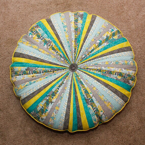 Floor pillow 38 inches round Modern quilt decor