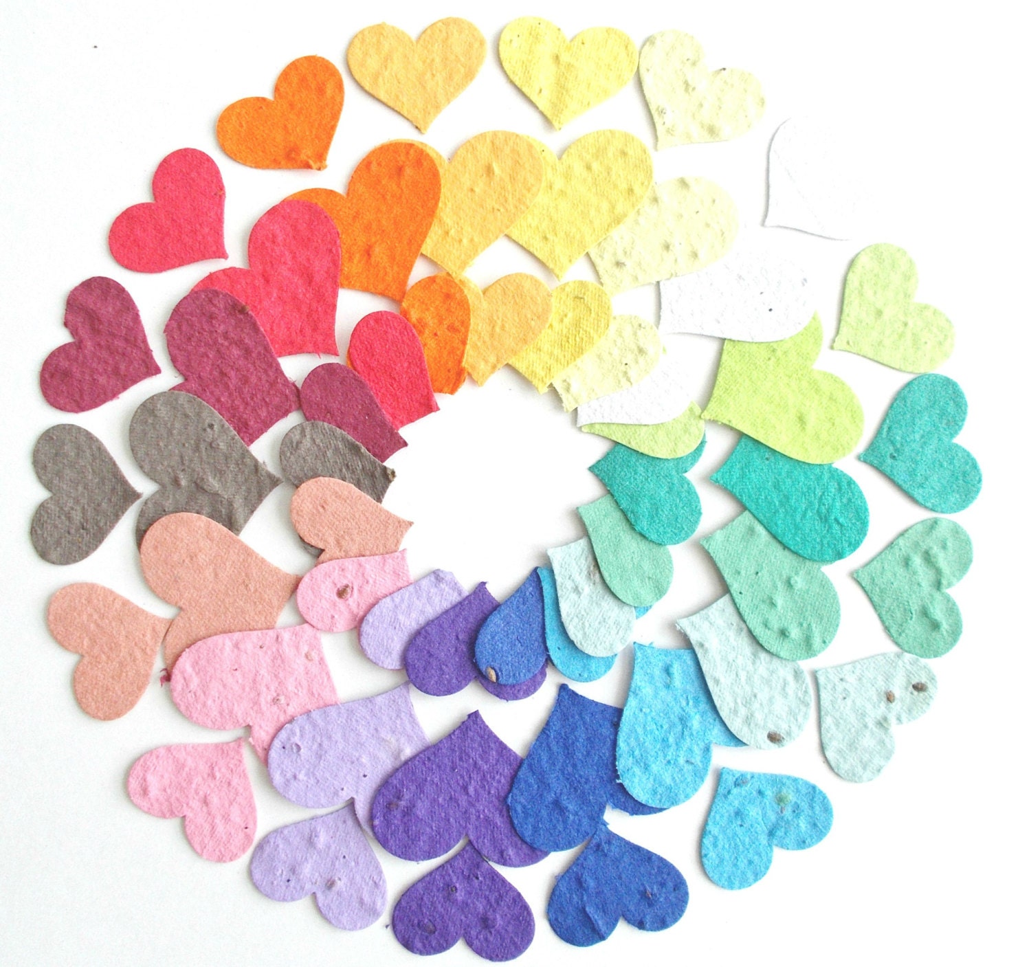 50 Large Plantable Paper Heart Confetti - Wedding, Shower and Party Decoration - Your Choice of Colors