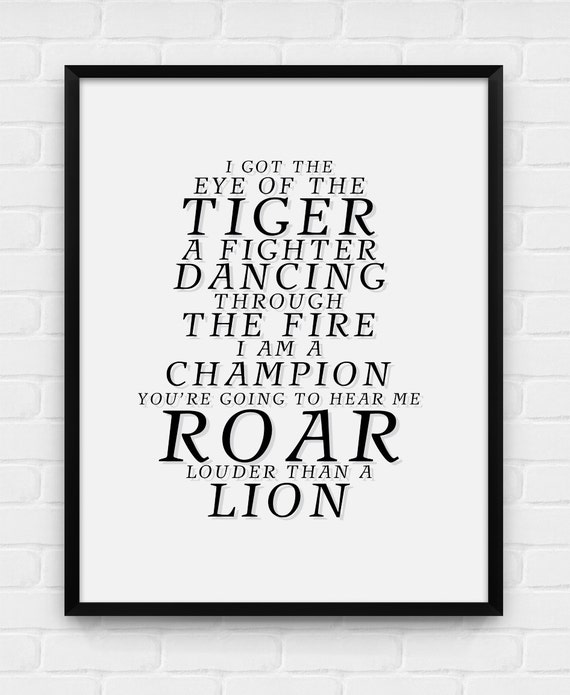 Katy Perry Roar Lyric Printable Poster Digital
