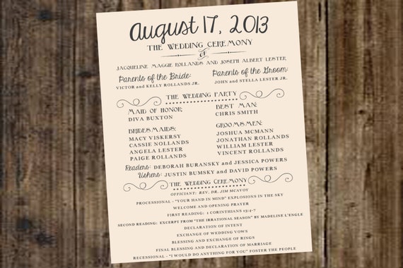 Items Similar To Wedding Program Ivory Off White Diy Wedding Ceremony And Reception Program Templates