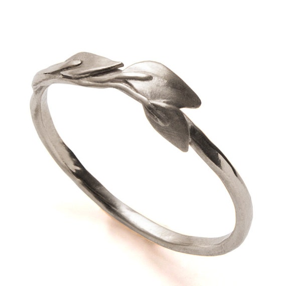 Leaves Ring 18K White Gold Ring leaves wedding ring