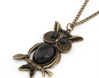 Black Owl Necklace, owl necklace, owl jewelry, owl pendant, black owl necklace, black owl, black necklace, owl, owls, necklace, jewellery