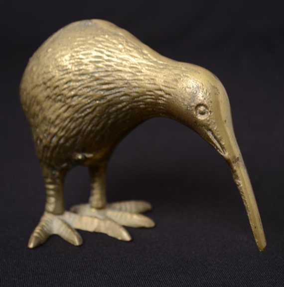 Vintage Kiwi Bird Brass Figurine with Beautiful Details and