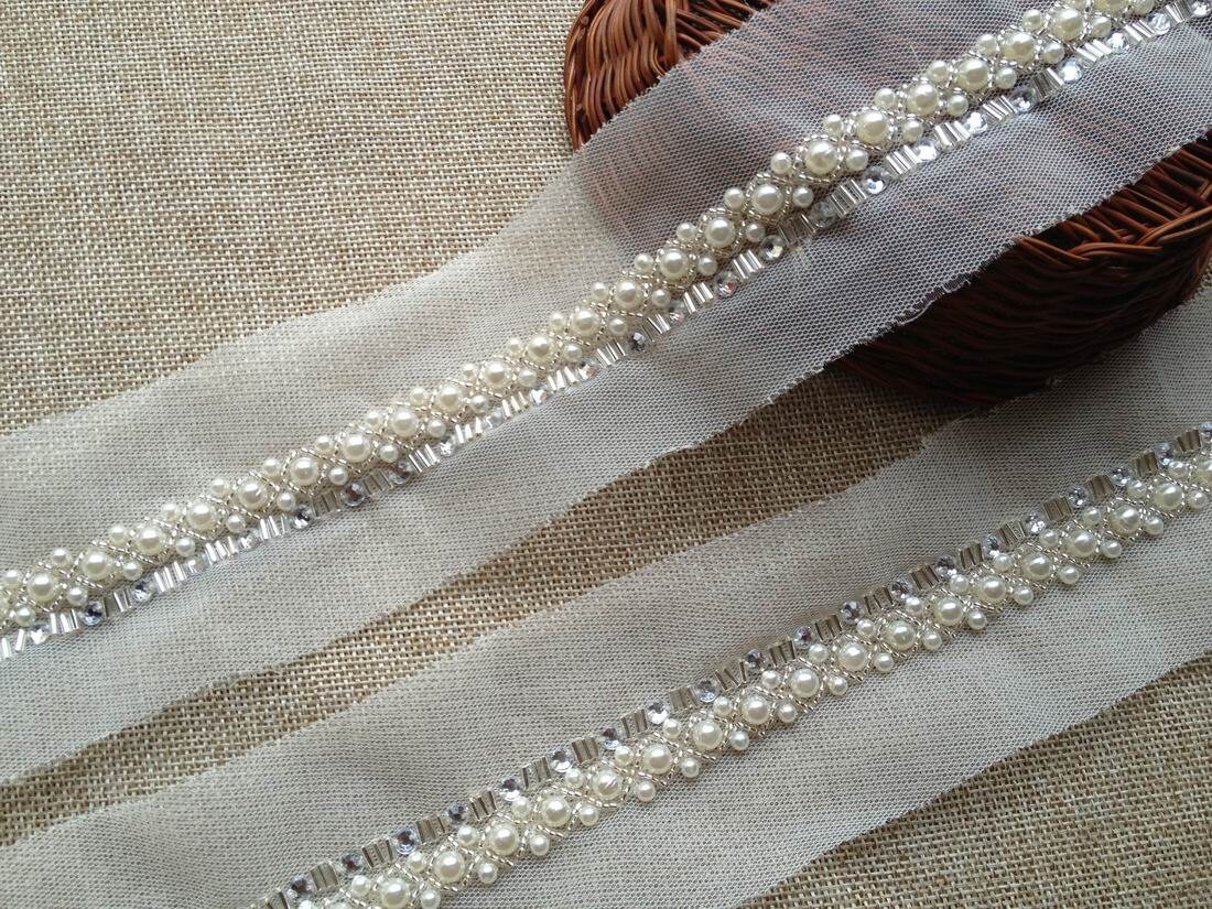 beaded bridal trim by the yard