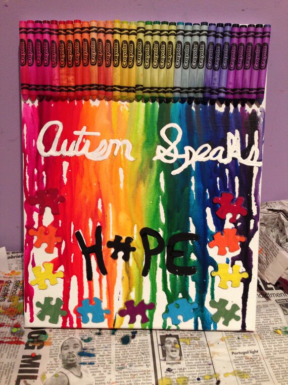 Melted Crayon Art Autism Speaks by CaputoCreations on Etsy