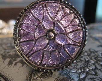 Lotus Blossom in Lilac Czech Glass Button 32mm