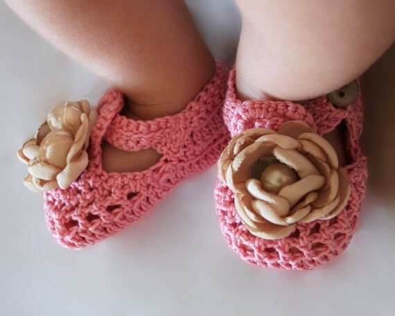 100% Cotton Shabby Chic Crochet Baby Booties Booties for Baby