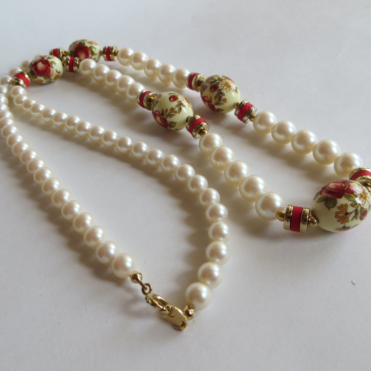 Pearl Asian Necklace by TorogozTreasures on Etsy