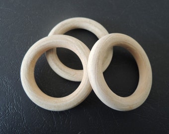 8 Pcs Large 50mm(2 1/4") Wood Ring Unfinished Wooden Circle No Varnish (W588)