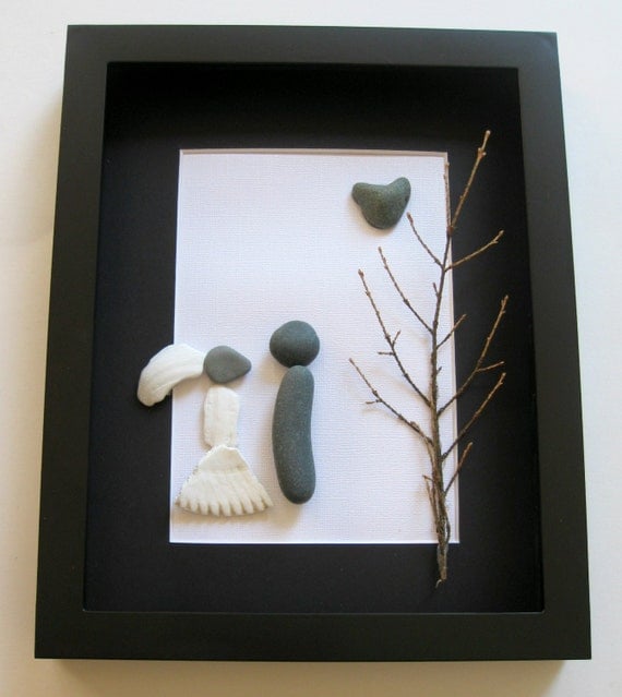 Pebble Art Wedding Gift - Unique Engagement Presents - Whimsical ...