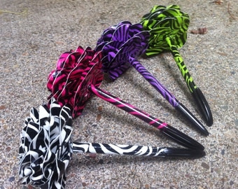 REUSABLE PEN TOPPER Zebra Duct Tape Flower