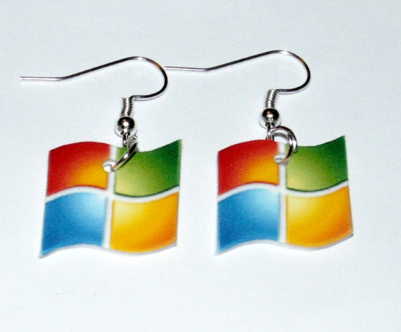 Microsoft Windows Logo Earrings Plastic Handmade Charms