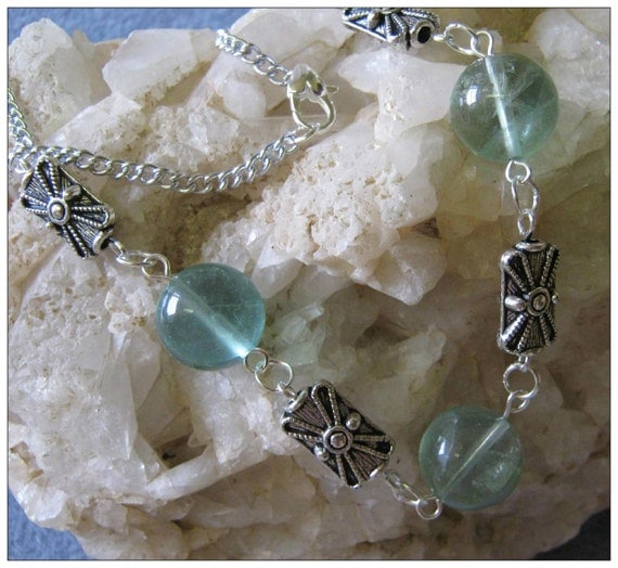 Handmade Silver Necklace with Green Fluorite by IreneDesign2011