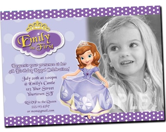 Sofia the First Invitation - Printable Birthday Party Invite - Custom Personalized Digital Photo Card 4x6 or 5x7 Princess Sofia Sophia