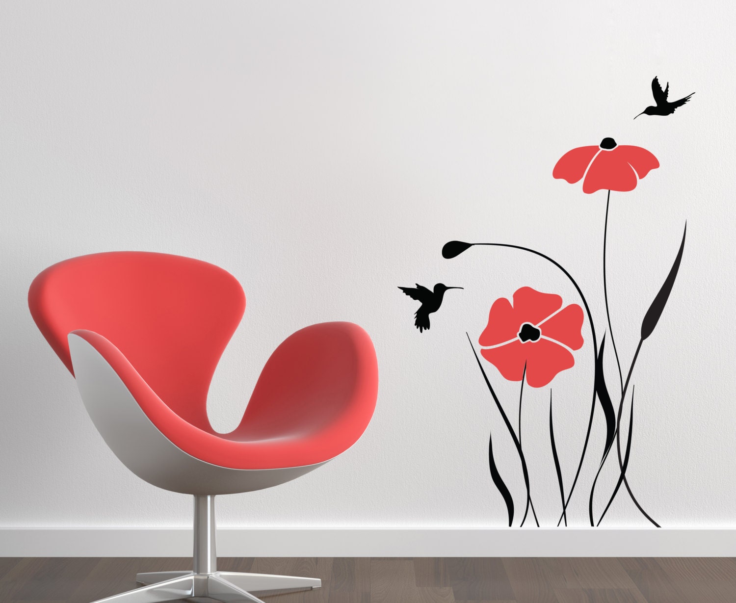 Red Poppy Flower Decals for Walls Baby Room Designs Decals For