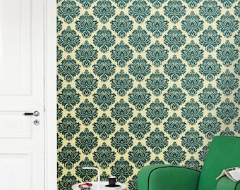 Removable self-adhesive modern vinyl Wallpaper wall sticker - Damask pattern wall art C014