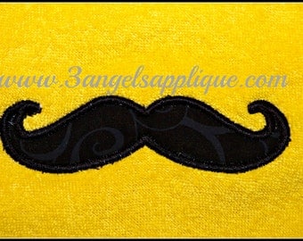 Mustache applique design 3 sizes INSTANT DOWNLOAD