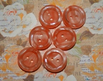 Pink Buttons, Pearly buttons, Vintage Buttons, Vintage Supplies, Set of 6