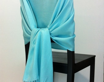 AQUA PASHMINA, Aqua Pashmina Scarf, Aqua Pashmina Shawl, Wedding Shawl, Pashmina Wrap, Bridesmaid Shawl, Wedding Favors, Aqua Chair Covers