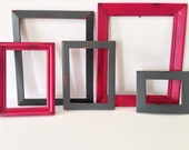 shabby chic wood frames, gray and magenta/raspberry Sale