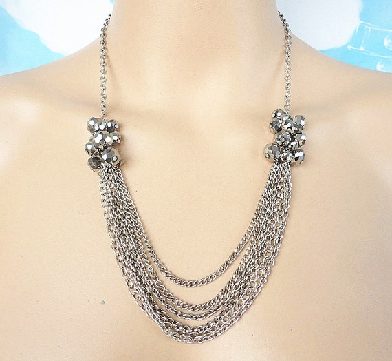 Multi strand bib necklacestatement necklacebridesmaid by Trendysky