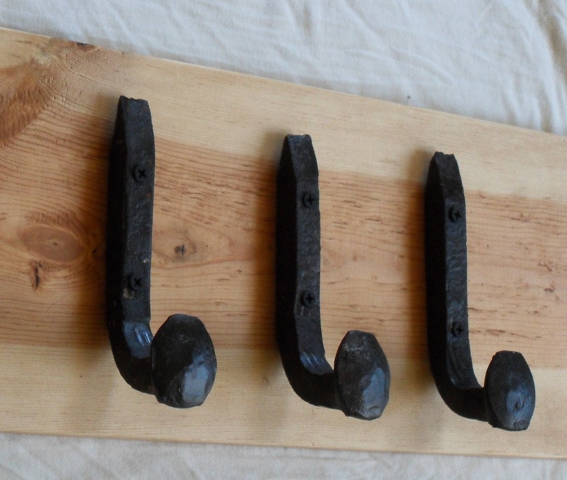 Free Shipping 3 Antique Wall Hooks Old Railroad Spikes Wrought