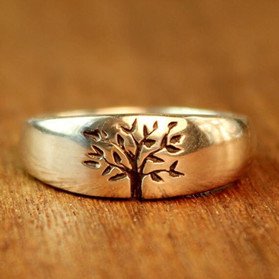 Items similar to Tree of Life Wedding ring in sterling silver. Men's