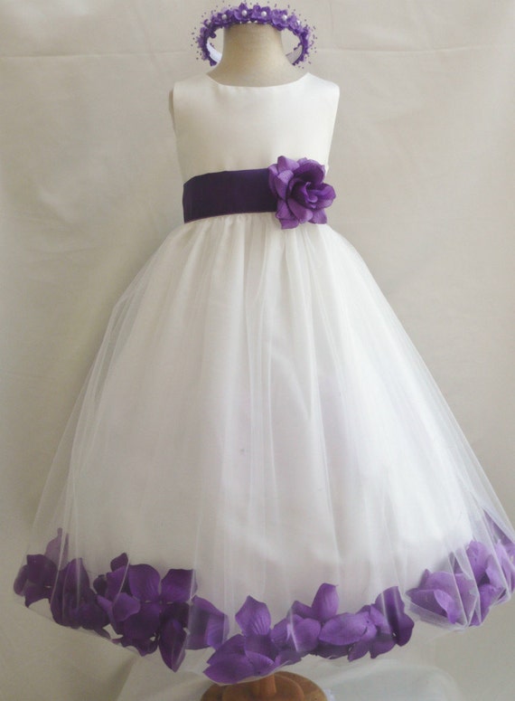 Flower Girl Dresses IVORY with Purple Rose by NollaCollection