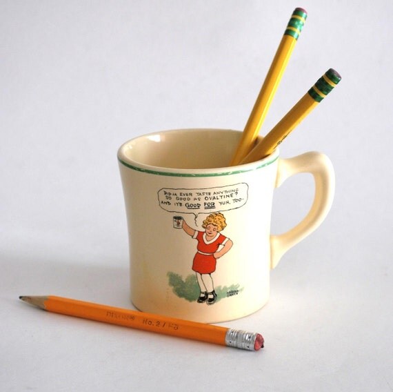 Orphan  Little Advertising vintage cup Ovaltine Mug. Child's Vintage  Annie cup with ovaltine