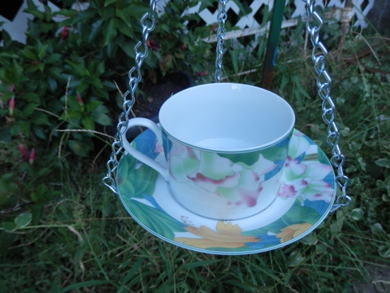 Items Similar To Repurposed Upcycled Tea Cup Bird Feeder On Etsy 3643