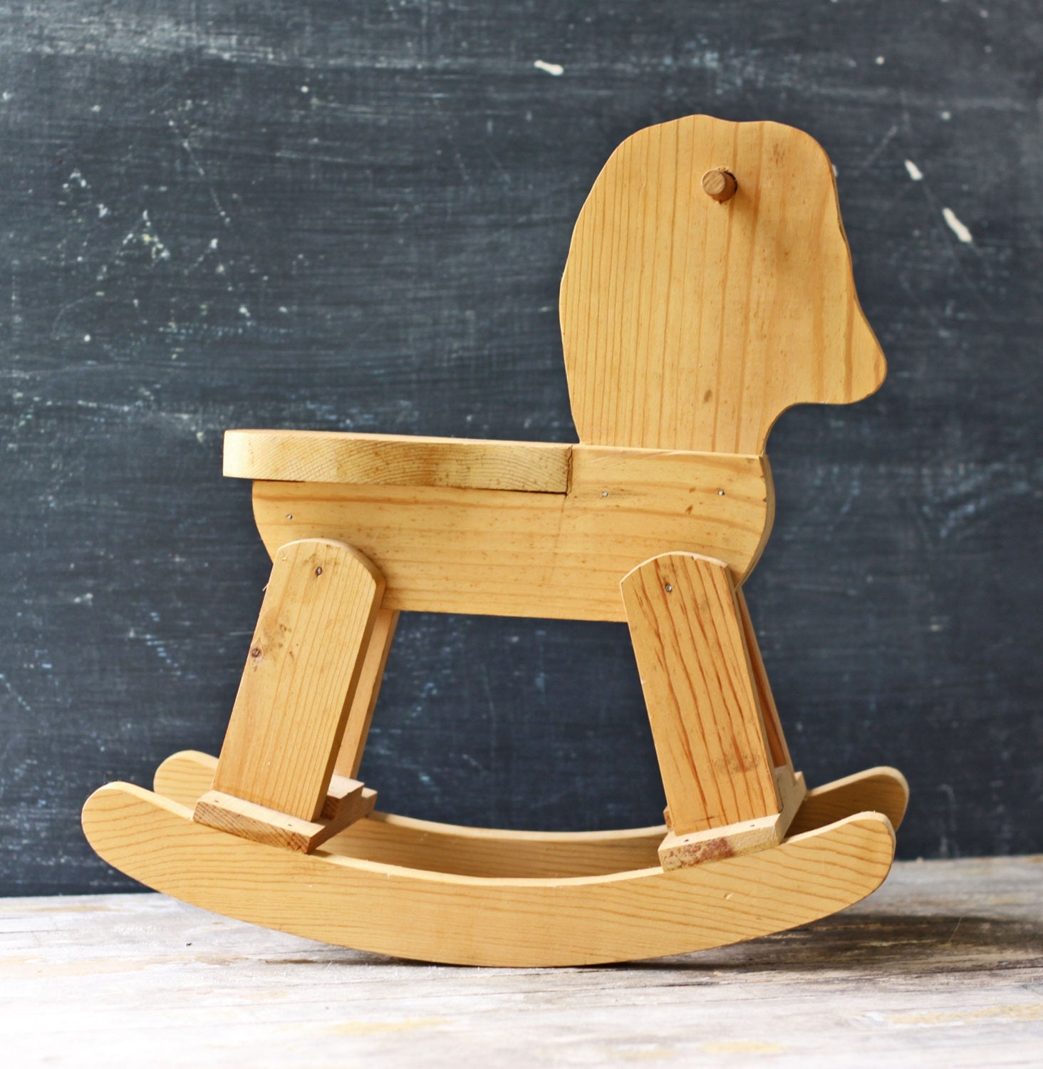 Vintage Handmade Wooden Rocking Horse Child's Toy