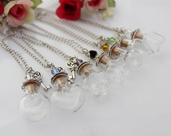 1pc 20x20MM DIY Empty Bottle Necklace,Wish Necklace,Glass Bottle Wish Necklace,Make a Wish Glass Orb Pendant,Vial Necklaces GGJ-GJN-015(B)