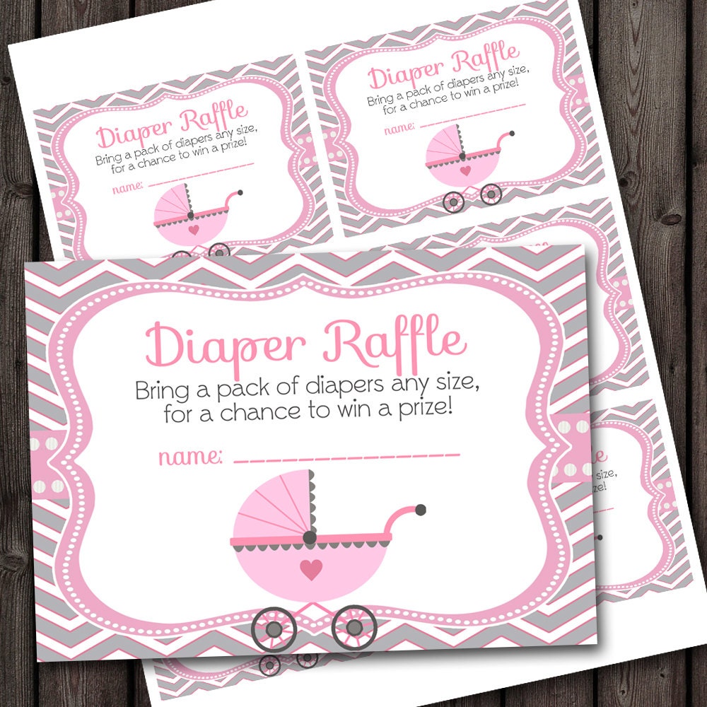 baby shower raffle tickets baby girl carriage instant