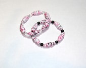 Paper Bead Bracelet Set (Pink/Black)