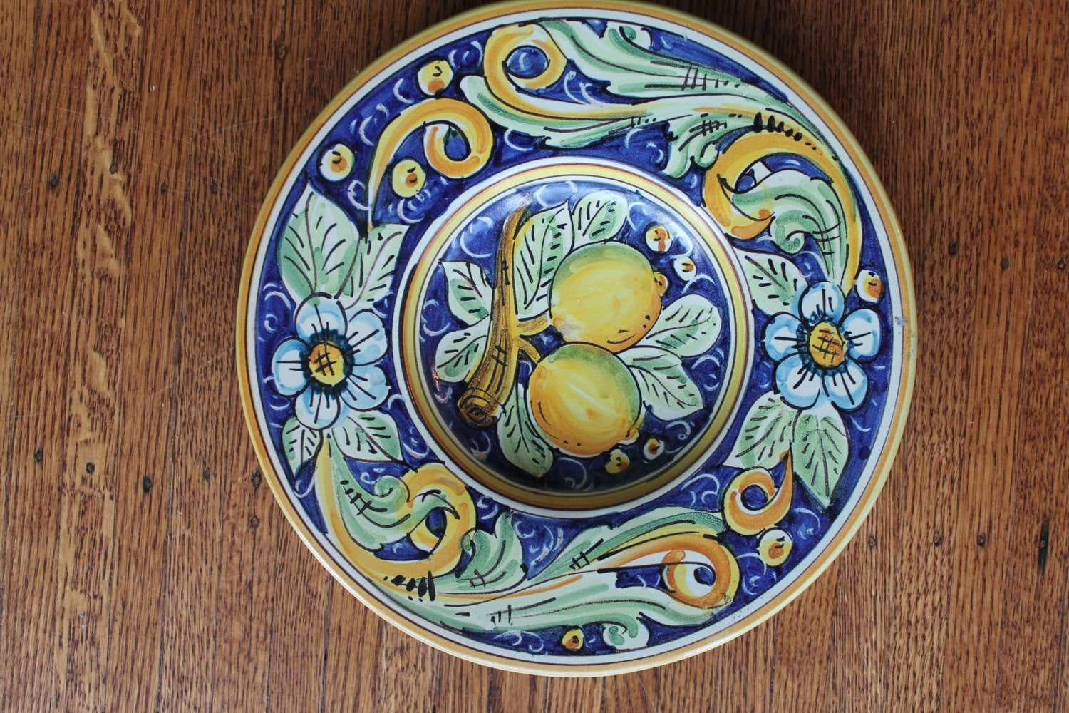 Handpainted Italian Pottery Plate from Capri / Vintage Wall
