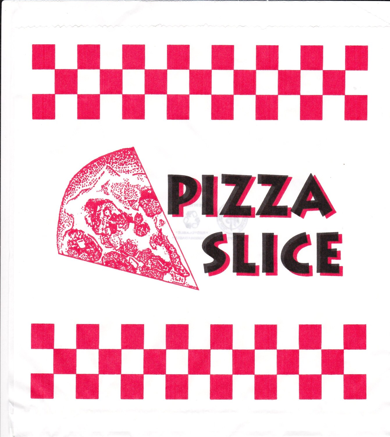 Paper Pizza Bags Red and Black Pizza Slice Printed Bag 8 3/8