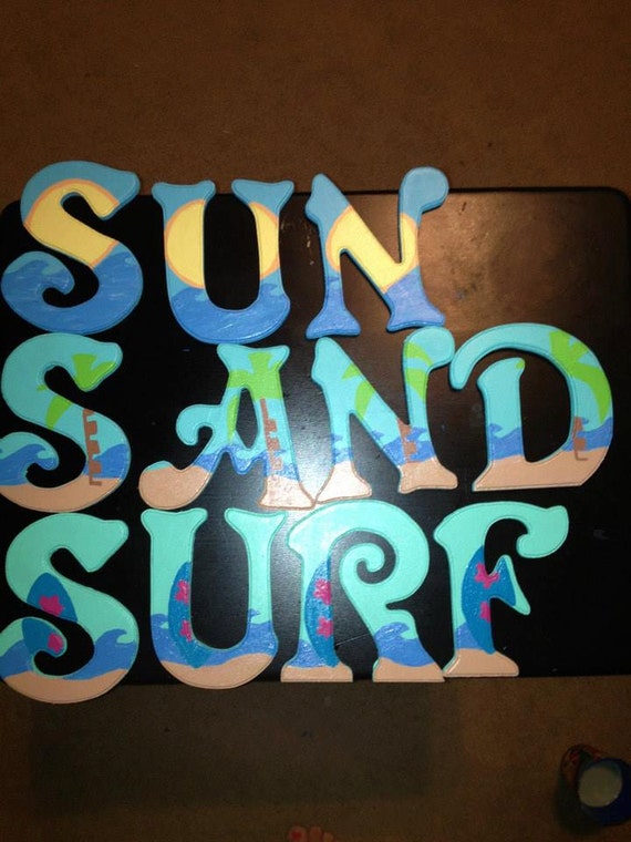 Items similar to 6" inch Painted Wall Letters Beach Theme ...