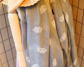 Christmas gift,Warming scarf, Gray Owl Scarf Chunky White Owl Scarf Gray and White Owl Print Scarf