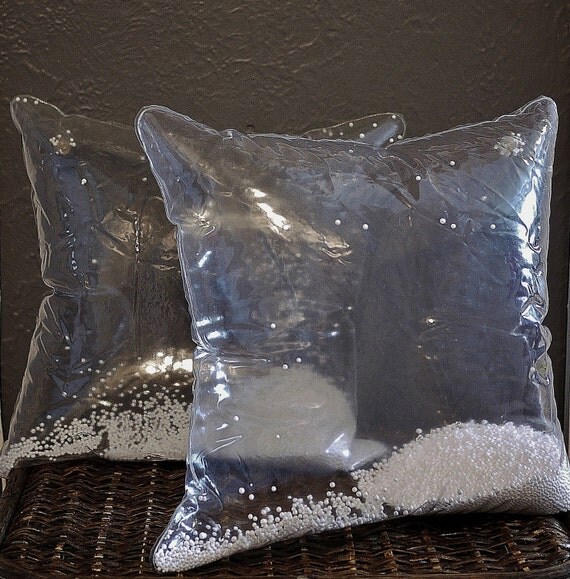 Vintage Clear Inflatable Plastic Cushions / pillows with White
