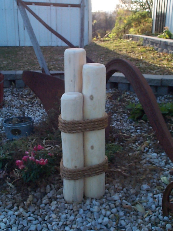 Wood Piling or Pier Lawn Ornament Nautical Wooden Yard