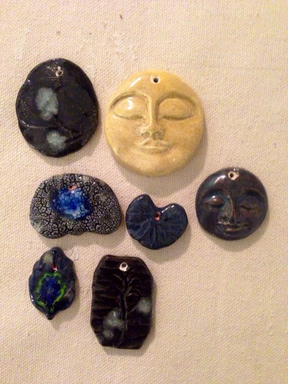Items similar to 7 Ceramic Pendants on Etsy