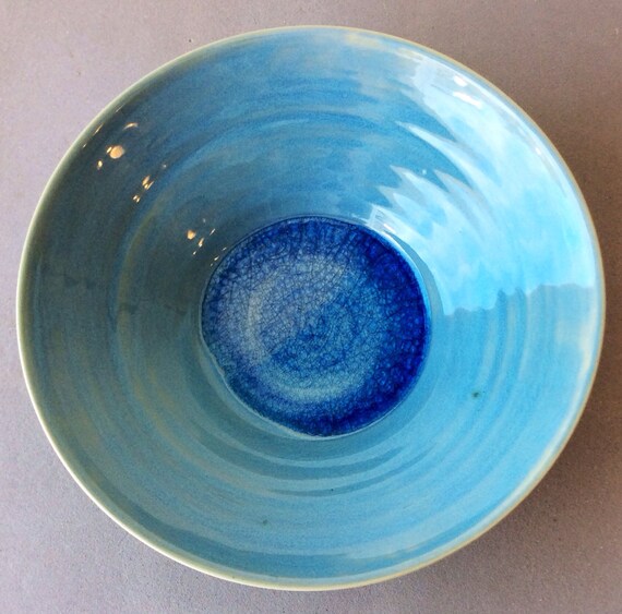 Items similar to Large Blue Ceramic Serving Bowl on Etsy