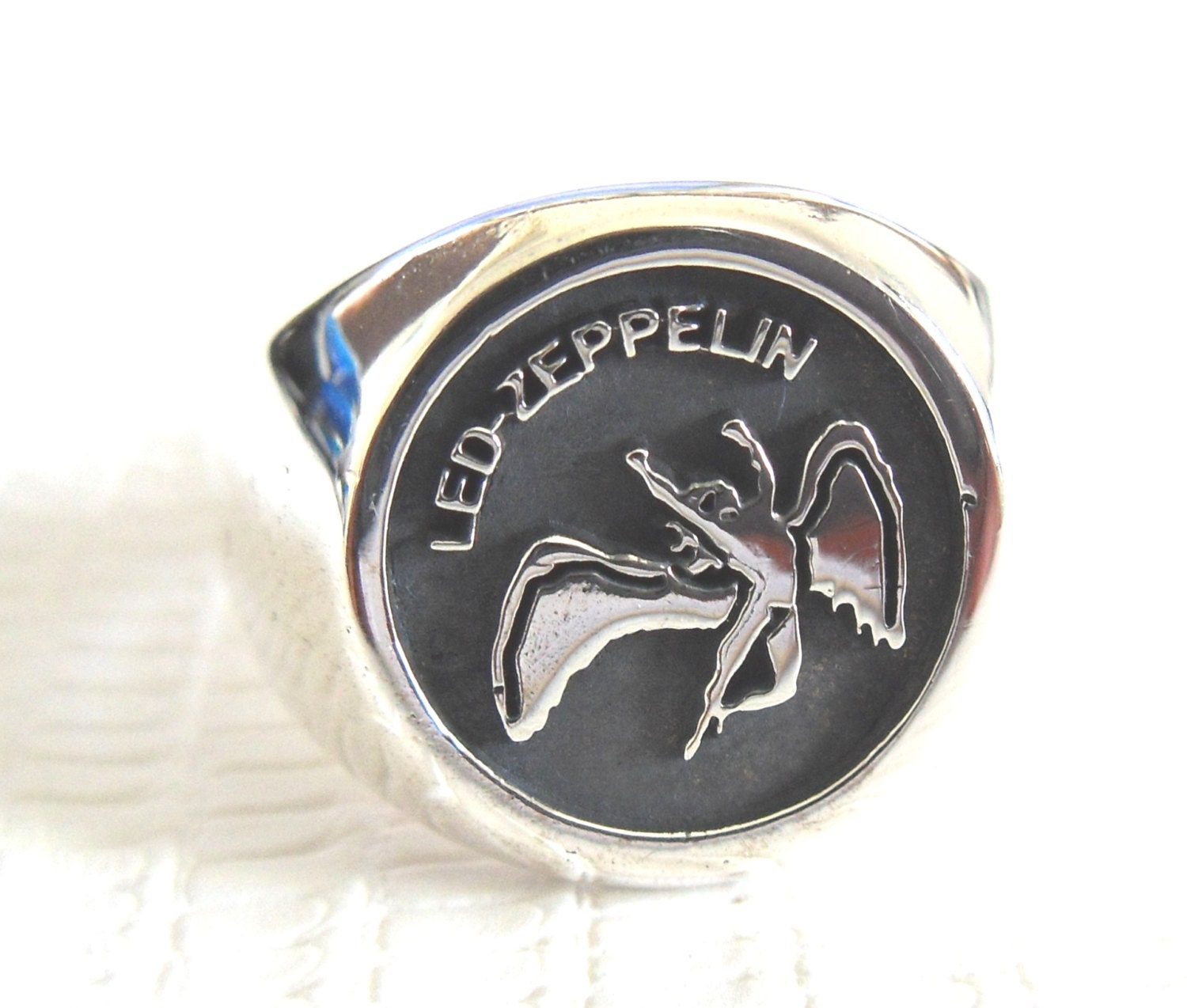 Led Zeppelin Swan Song Zoso Ring Sterling Silver 925